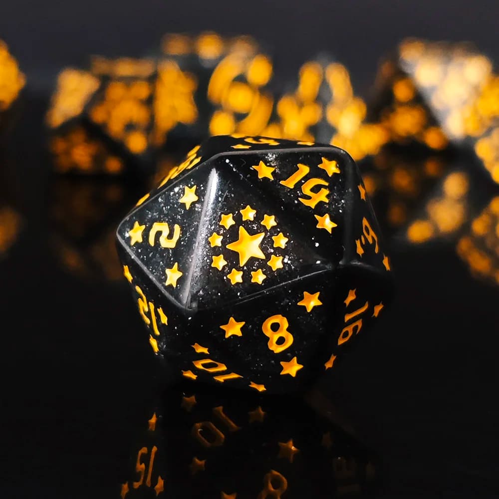 Set da 7 pezzi di dadi stellari e set da imballaggio in sacchetto di plastica Dadi poligonali in materiale acrilico adatti per giochi da tavolo di intrattenimento