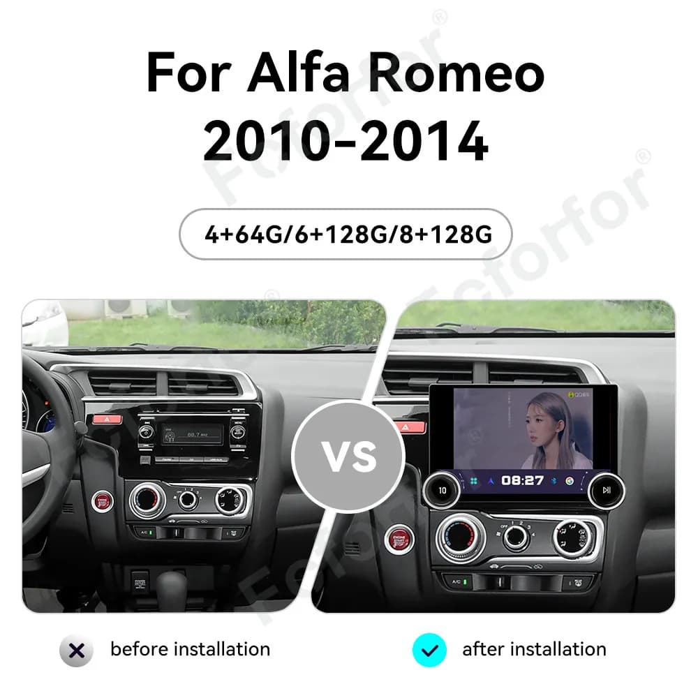 Android 15 Smart Car Stereo 11.5 Inch HD Touch Screen Wireless CarPlay GPS Multimedia Navigation Player For Alfa Romeo 2010-2014