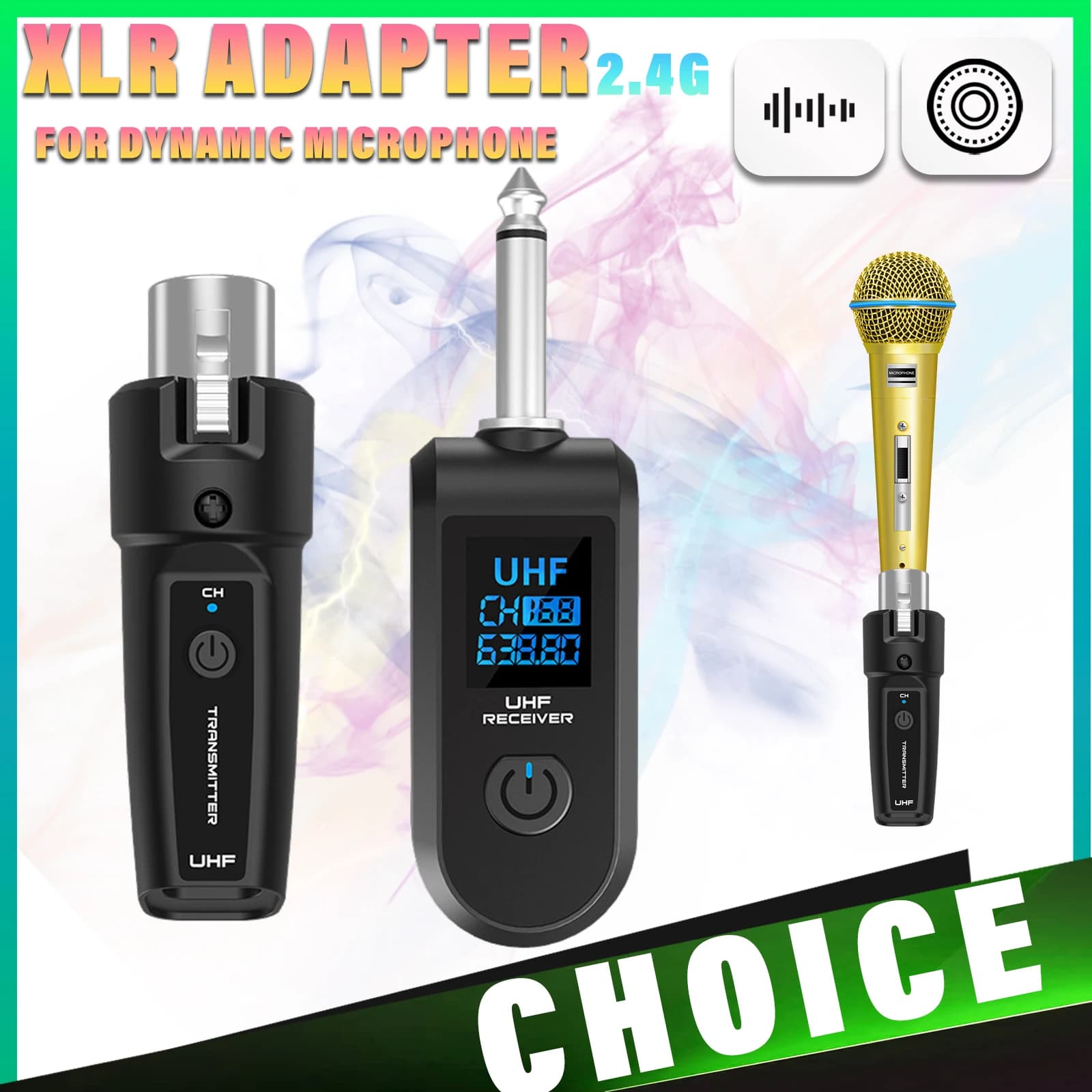 Sistema adattatore XLR 2.4G sistema ricevitore trasmettitore microfono Wireless per microfono dinamico Mixer Audio per chitarra sistema PA