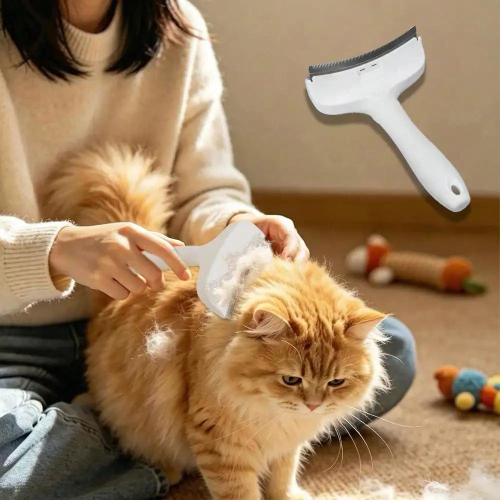2 pezzi di strumenti per la rimozione del pelo di animali domestici, spazzola per la toelettatura dei gatti, pettine per la rimozione del pelo a doppio uso per animali domestici a pelo lungo