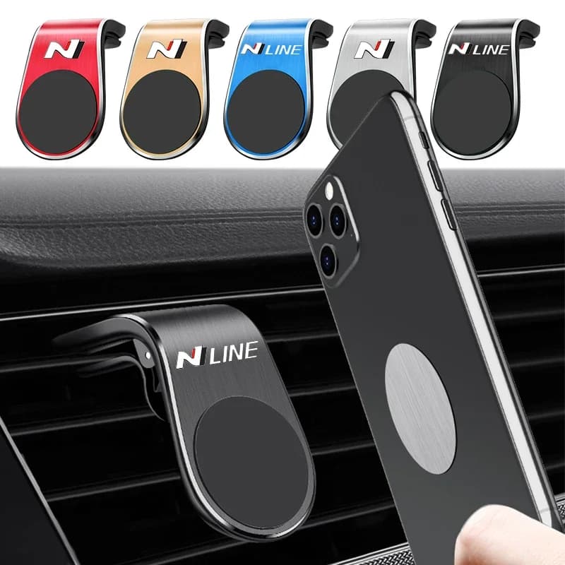 Magnetic Car Phone Holder Air Vent Clip Mount Rotation Cellphone GPS Support For Hyundai N Nline Logo Accent Tucson IX35 I20 I30