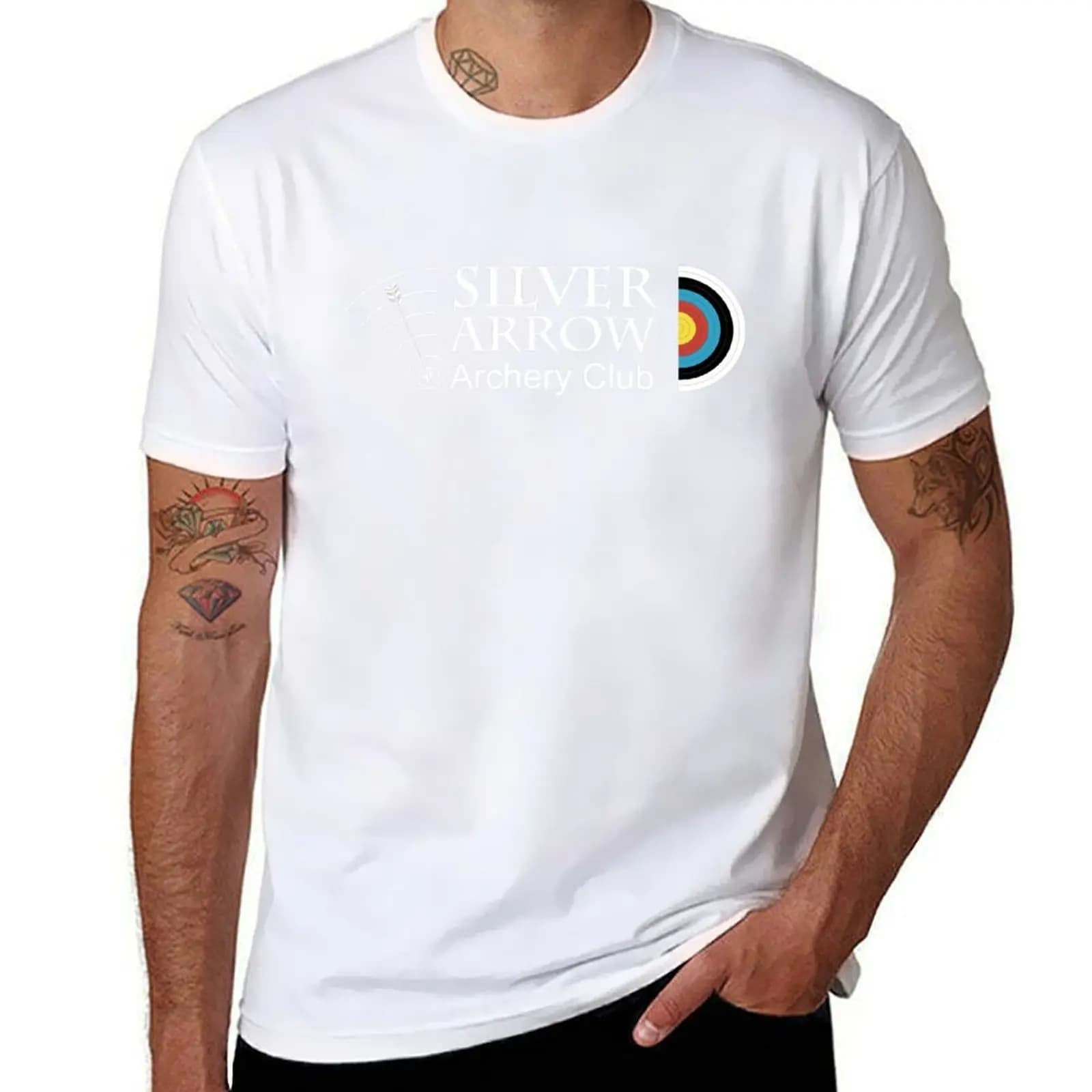 Silver Arrow Tiro con l'arco White Club Logo e T-shirt bersaglio magliette divertenti uomo maglietta grafica T-shirt