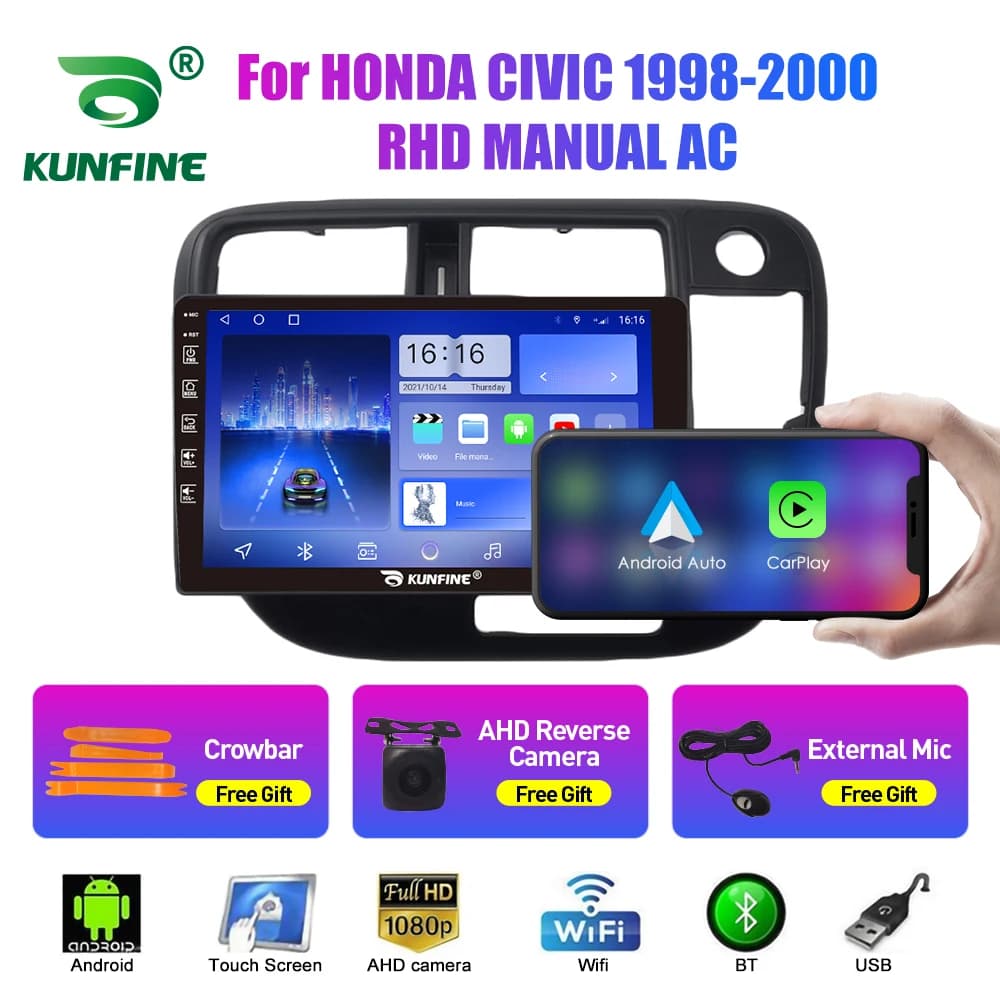 Autoradio Per HONDA CIVIC 1998-2000 RHD 2Din Android Stereo DVD GPS Lettore Video di Navigazione Multimediale Carplay Android Auto BT W