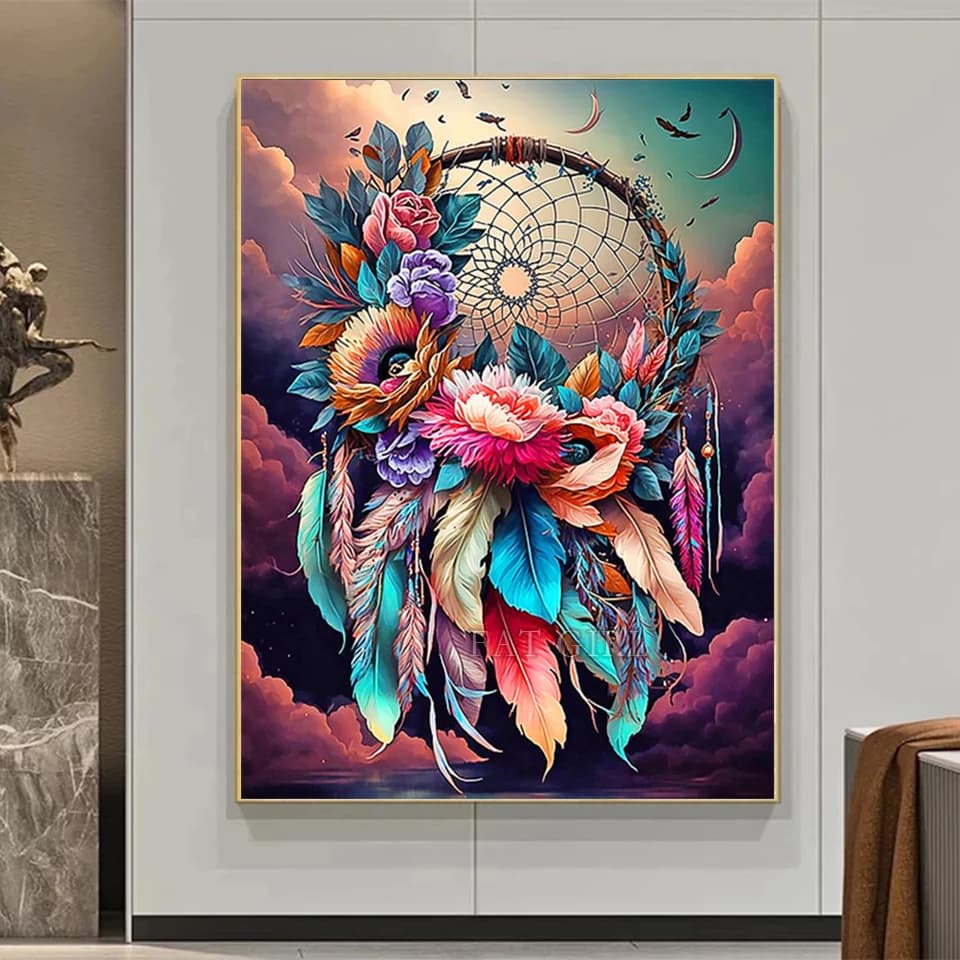 Collection 2023 Dream Catcher Diamond Painting Fantasy Landscape Diamond Embroidery Feather Flower Mosaic Cross Stitch Home Gift