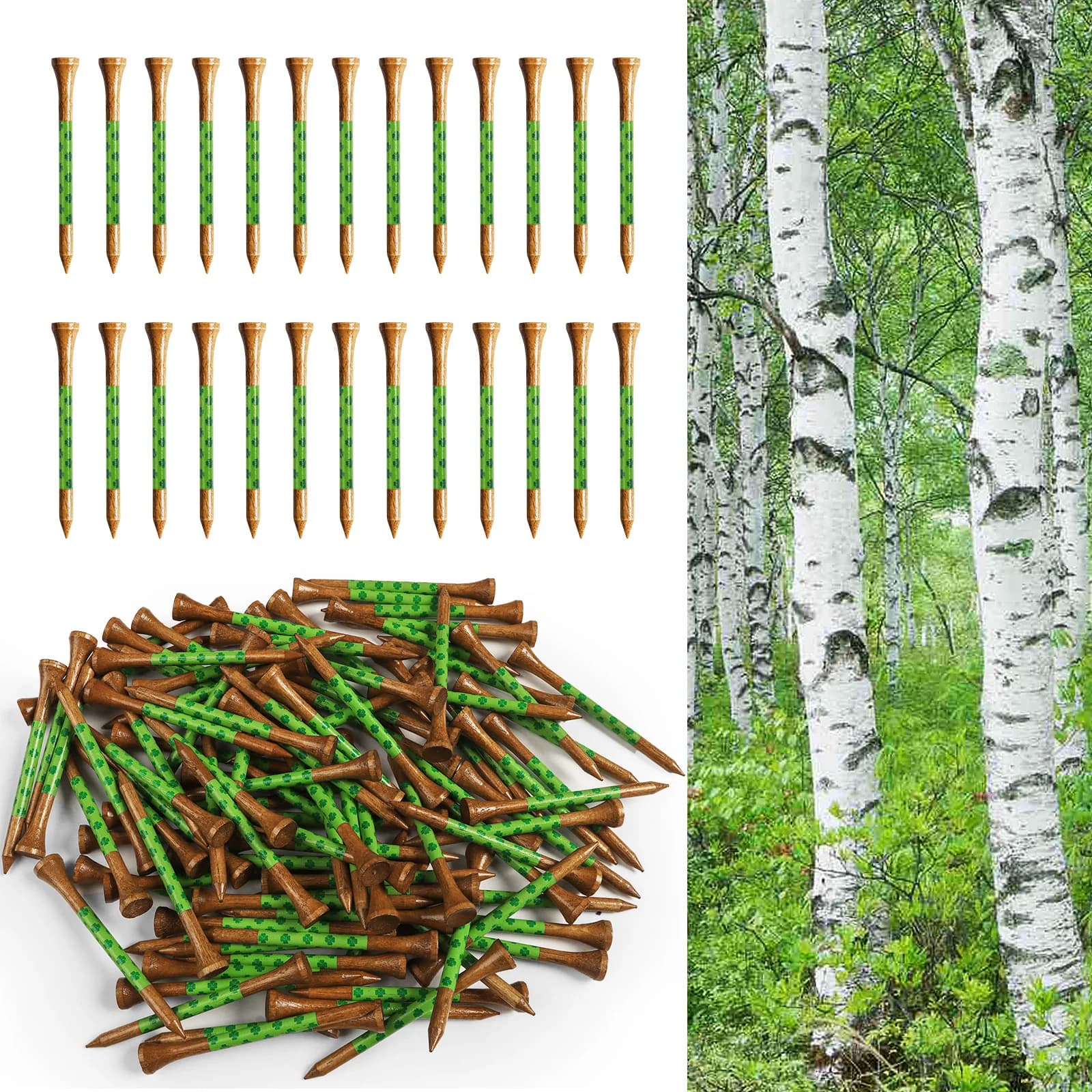 Golf Tees Western Birch Wood Value 30 Pack 2 3/4 3 1/4 Inch, Durable Stable Tees Smooth Surface, Long Lasting for Golfers