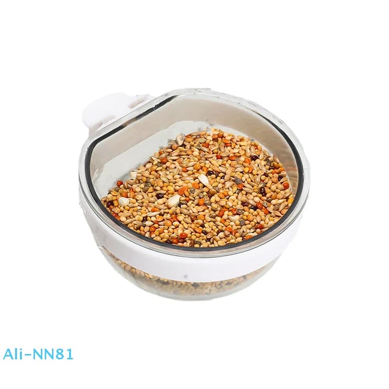 Comoda ciotola per uccelli sospesa, ciotola in plastica trasparente staccabile, tazza per cibo per mangiatoia per pappagalli in gabbia, forniture per animali domestici