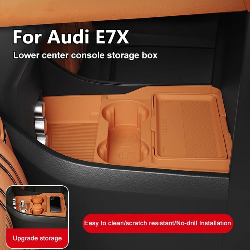 2026 For Audi E7X Center Console Below Storage Box Central Control Organizer Mat Car Interior Silicone
