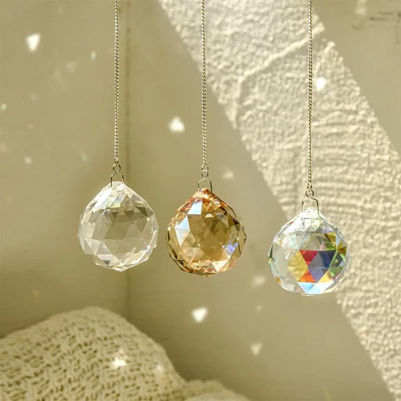 1pc Crystal Suncatcher Gardening Crafts Transparent Water Drop Pendant Hanging Decoration Rainbow Maker Prism Home Decor