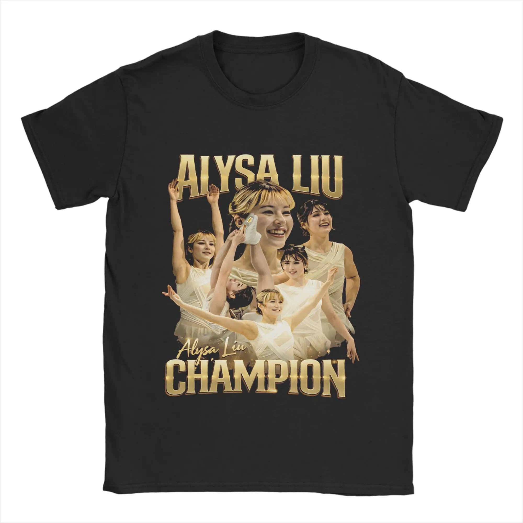 T-shirt da uomo Alysa Liu Figure Ice Skating Divertente maglietta in cotone 100% a maniche corte con scollo rotondo stampata