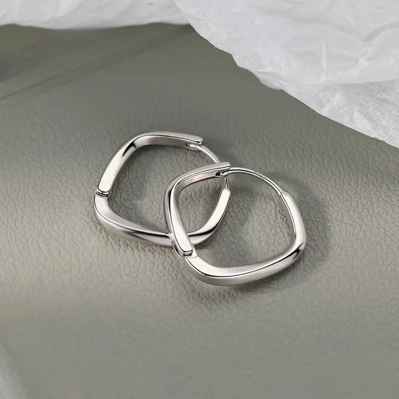 Orecchini a Cerchio Quadrati Cavi Color Argento di Tendenza per Donne alla Moda, Gioielli Geometrici per Uso Quotidiano