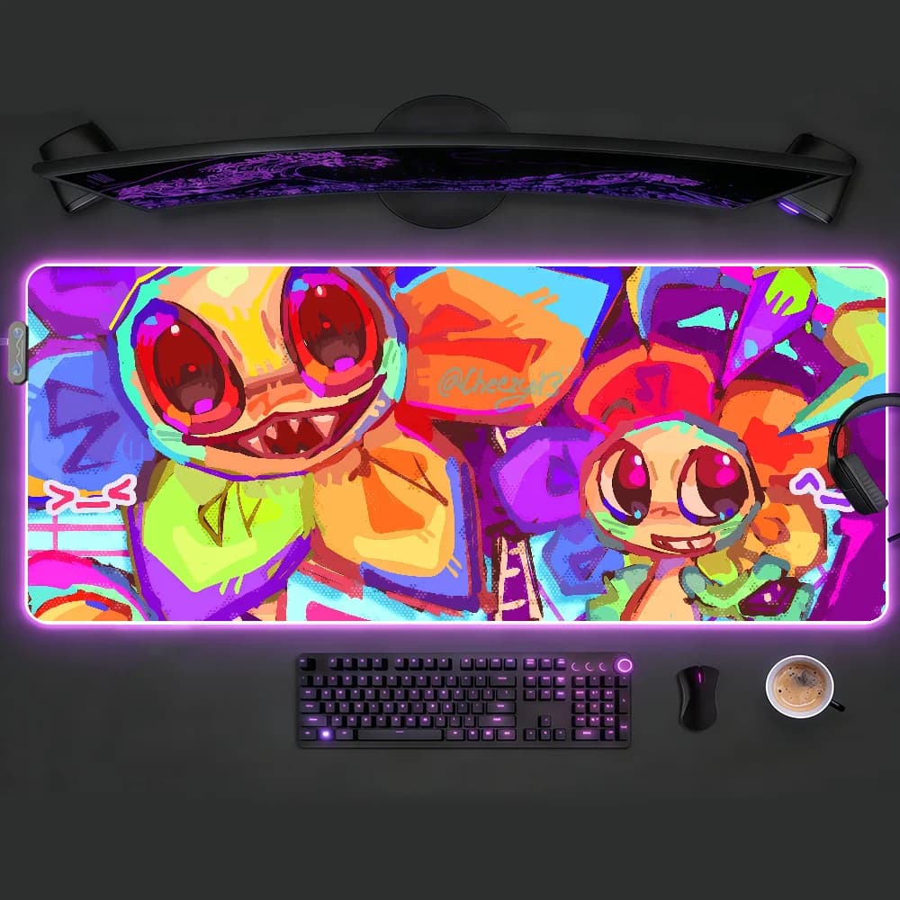 Tappetino per mouse D-Dandys W-WorldS RGB LED antiscivolo, tappetino da scrivania in gomma, accessori da gioco, grande XXL, tappetino per tastiera da ufficio e computer
