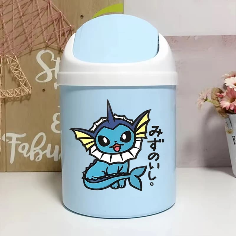 Mini Cestino da Scrivania Pokemoned, Piccolo Contenitore per Rifiuti con Coperchio, Cestino per Camera da Letto, Contenitore per Spazzatura, Scatola per Organizzazione Spazio di Lavoro, Scrivania Casa