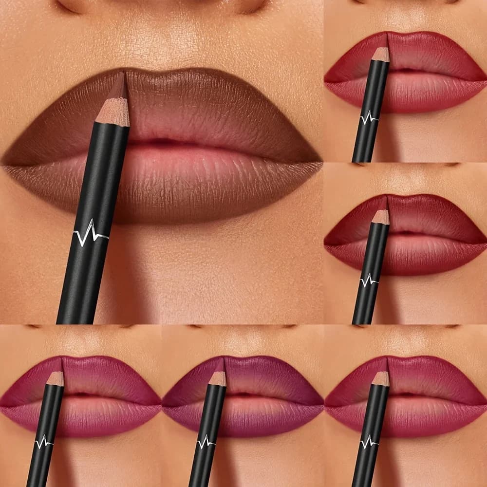 PUDAIER 6 color Waterproof Matte Lip Liner Pencil Set, Long Lasting Smudge-Proof Non-Transfer, Highly Pigmented Lip Contour