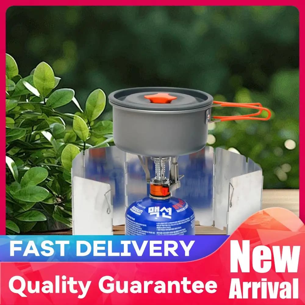 9 Foldable Panels for Stove with Transport Bag, Aluminium Alloy Windscreen for Camping and Picnic
