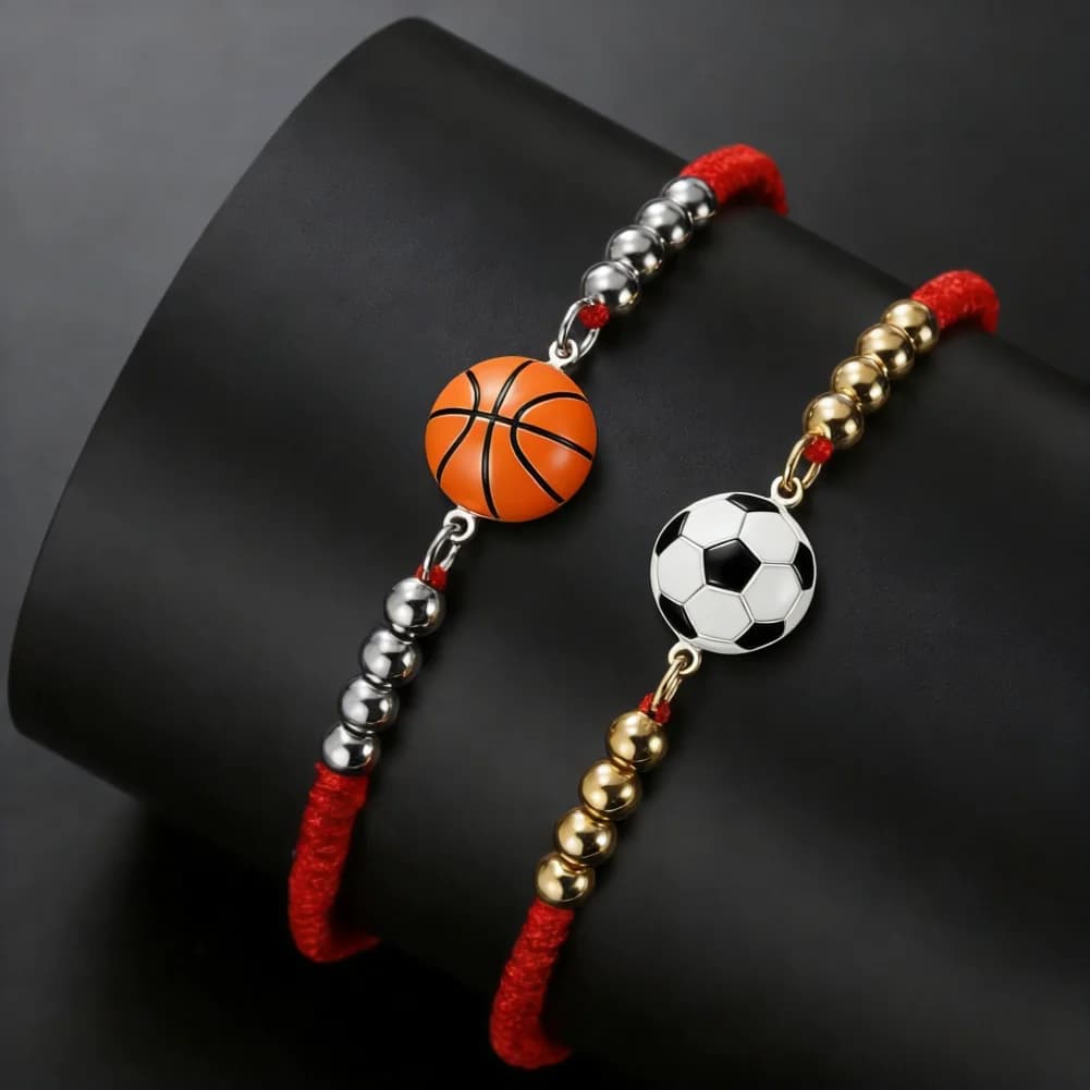 Calcio Basket Pallavolo Bracciale sportivo Corda da polso regolabile per donna Uomo Ciondoli geometrici alla moda Gioielli per squadre sportive