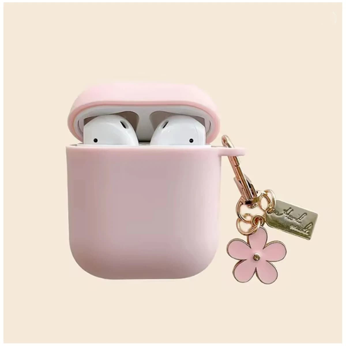 Custodia Protettiva in Silicone Rosa Morbido con Fiori Semplici per Auricolari Wireless AirPods Pro3/Pro2 e AirPods 1/2/3/4