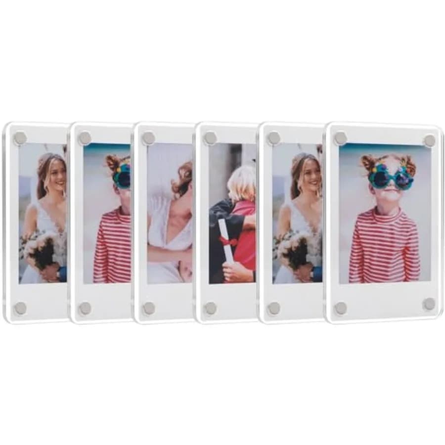 Cornice Magnetica in Acrilico per Polaroid, Cornici Mini 2,36x3,54 Pollici per Fujifilm Instax Mini, Cornice Fotografica Bifacciale