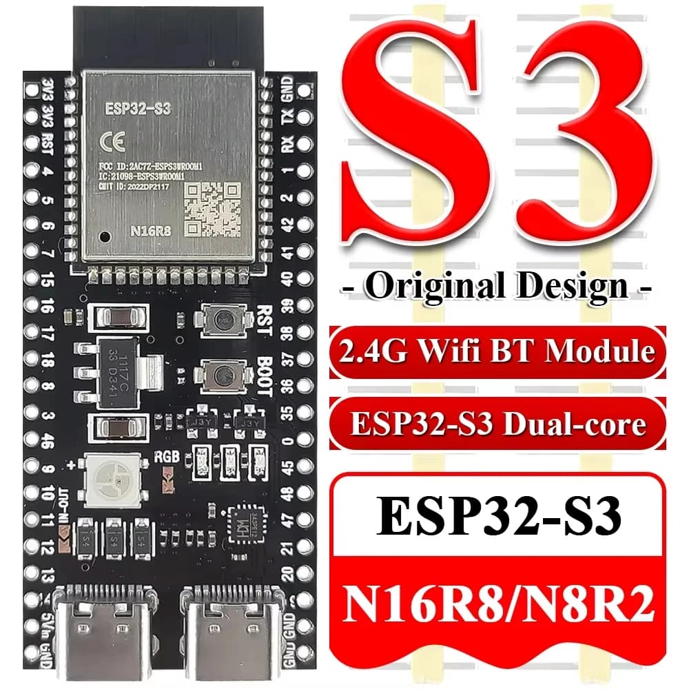 Scheda di sviluppo modulo WiFi BT ESP32-S3 per Arduino IDE ESP32-S3-WROOM1 N16R8 N8R2 44Pin Type-C 16MB Flash 8M PSRAM ESP32 S3