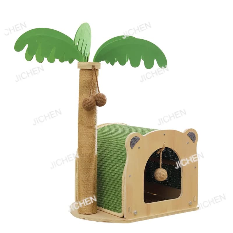Nido per gatti in albero di cocco, piccola struttura da arrampicata, piattaforma di salto integrata, cabina nascosta per gatti, tiragraffi per gatti, artigli di macinazione