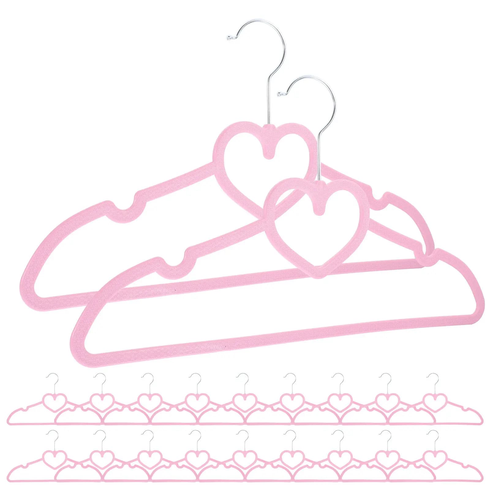 20 Pezzi Appendiabiti a Forma di Cuore in Plastica Antiscivolo, Graziosi Appendiabiti Rosa per Casa, Armadio, Lavanderia, Stendibiancheria