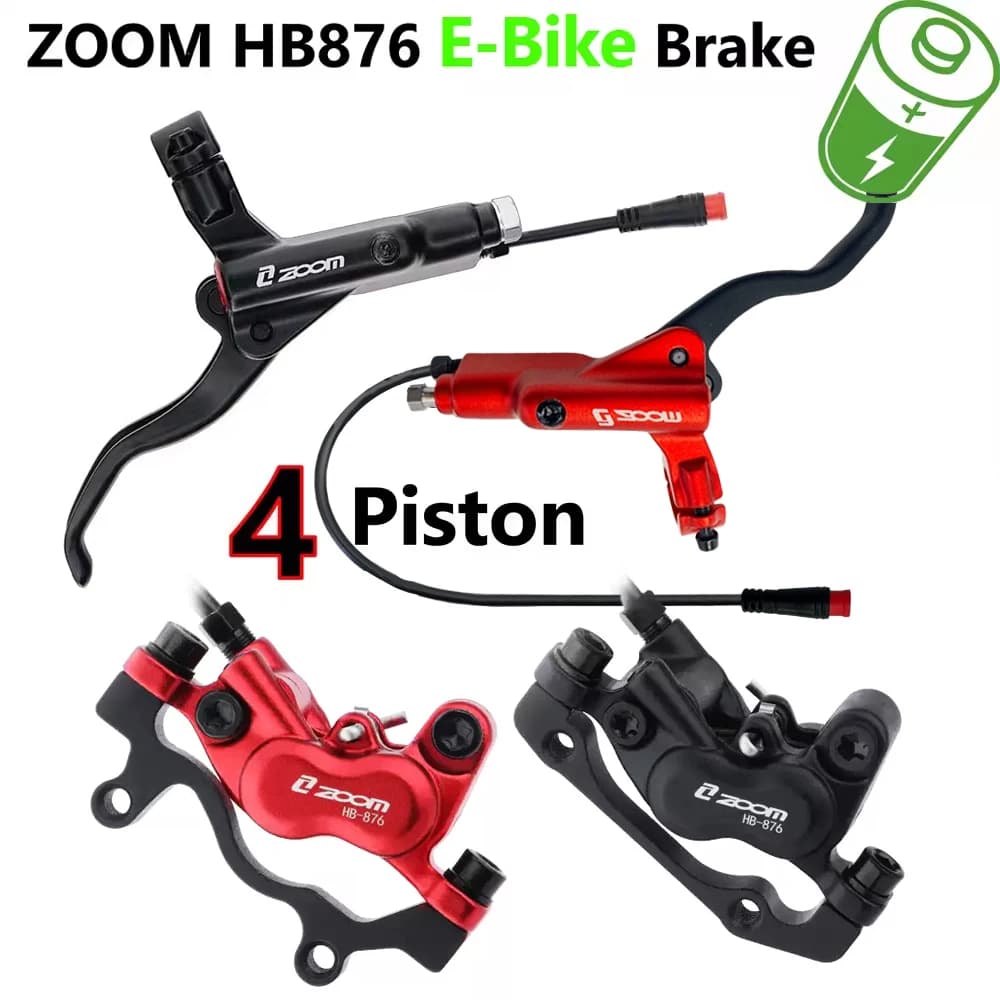 ZOOM HB-876E E-Bike Set freno a disco idraulico a 4 pistoni Scooter elettrico pieghevole Bici da MTB Spegnimento ebrake Parti di ciclismo invernali