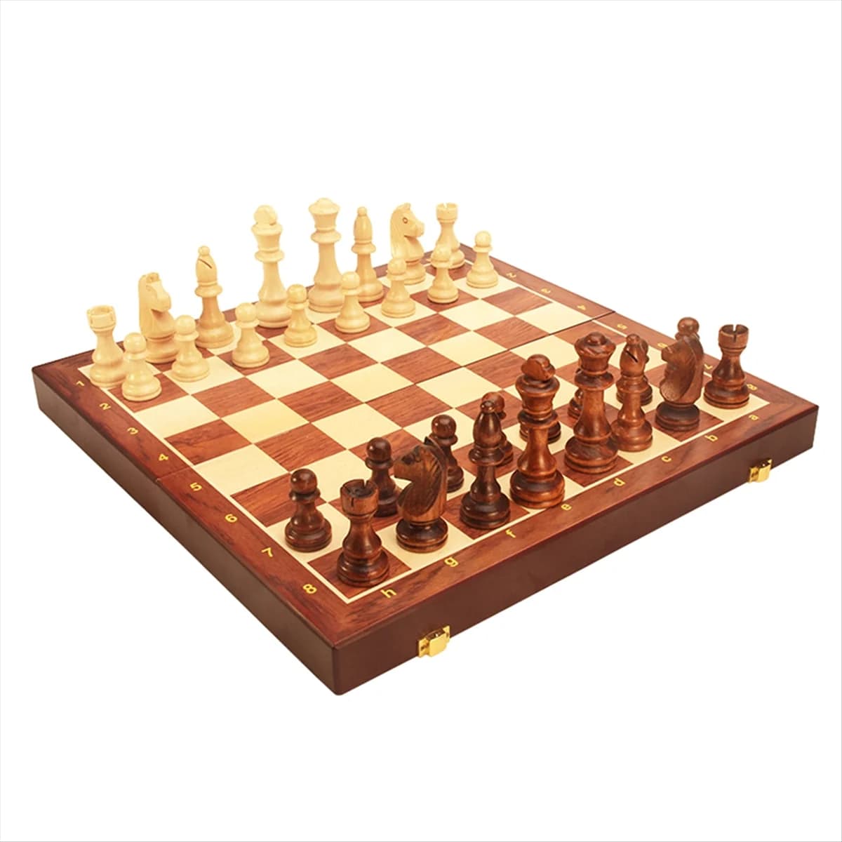 Set di scacchi Pieghevole in legno Grande lavoro manuale classico tradizionale Pezzi in legno massello Scacchiera in noce Gioco da tavolo regalo per bambini