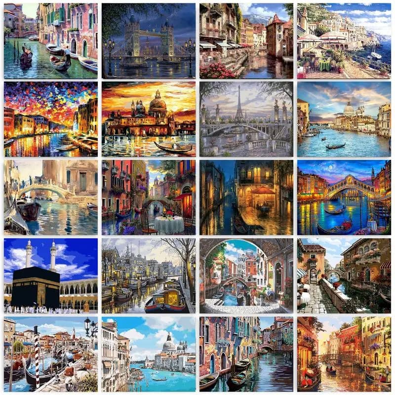 GATYZTORY Oil Painting By Numbers Kits Venice City Landscape Drawing Canvas HandPainted Gift Picture By Numbers Home Decor
