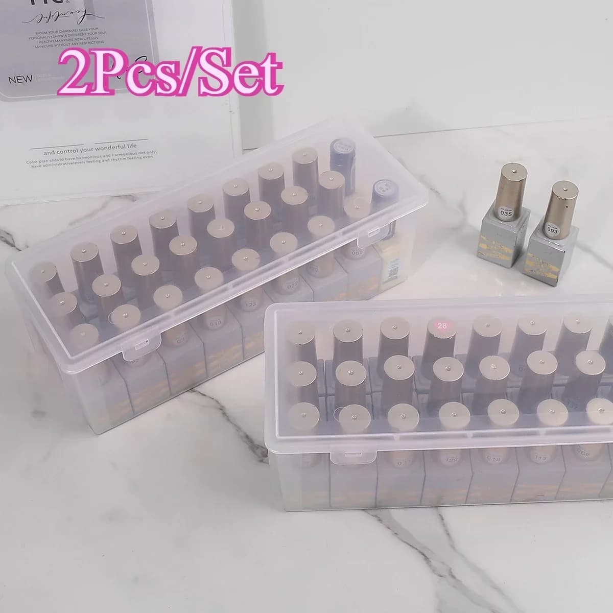 Plastic Transparent Rectangular Container for Nail Art, Organizer for Strass, Brushes, Buffers and Nail Files