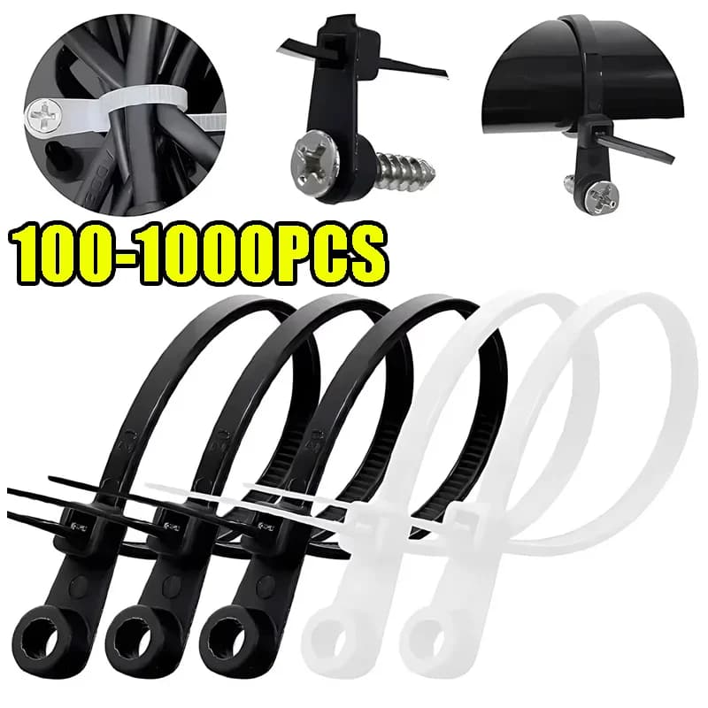 Fascette per cavi in nylon di alta qualità Fascette per cavi con foro per vite bianco nero Fascette per cavi Fascette per cavi in plastica Cinghie avvolgenti per interni ed esterni