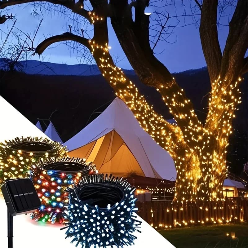 Luci Solari a LED per Esterni, Decorazione Natalizia, Luci Fatate per Matrimoni e Feste, Illuminazione per Giardino e Cortile, Decorazione Natalizia per la Casa