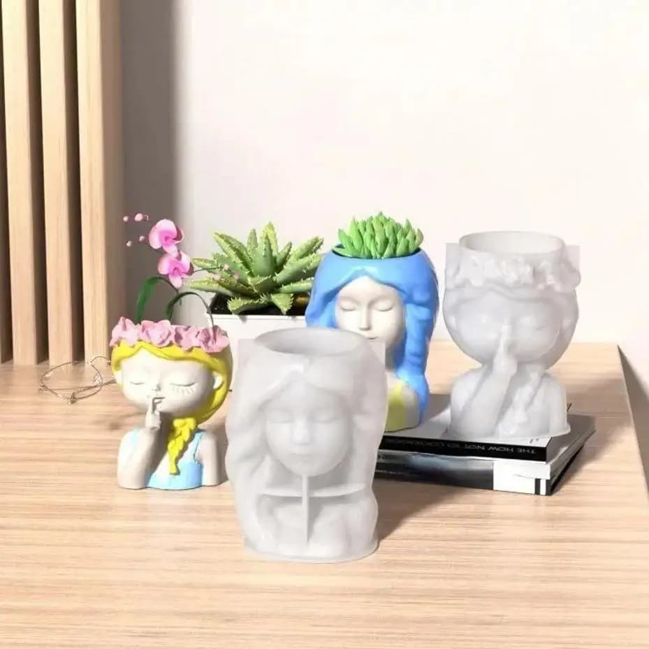 1 pz silicone stampo 3D ragazza carina fiore vaso stampo fai da te artigianato in gesso candela cristallo resina epossidica stampo per decorazioni domestiche