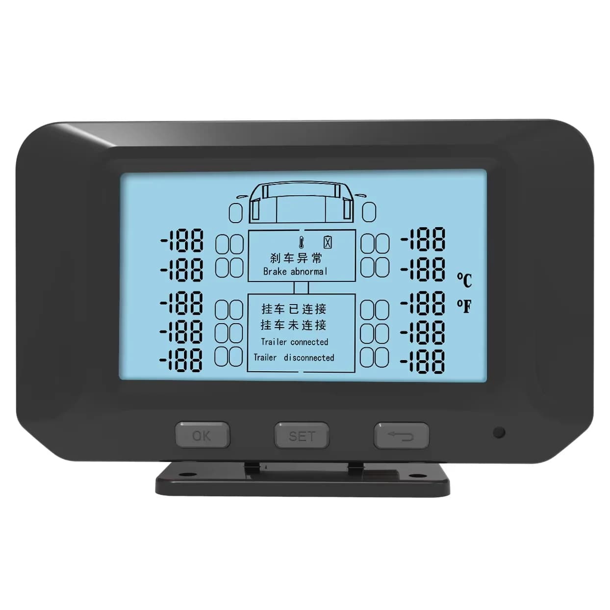 Sistema di Monitoraggio della Pressione degli Pneumatici Wireless TPMS per Camion con Misurazione della Temperatura dei Tamburi dei Freni e delle Pastiglie