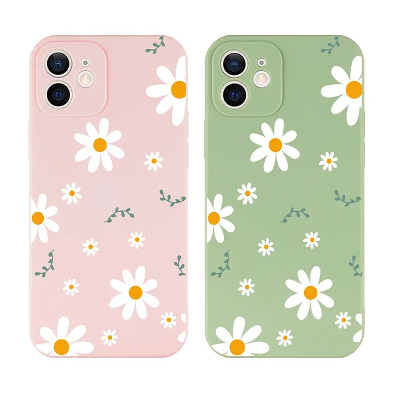 Daisy Pattern Mobile Phone Case For iPhone 16 15 11 12 14 13 Pro Max Mini X XSMax XR 7 8 Plus SE4 16e Cute Silica Covers Fundas