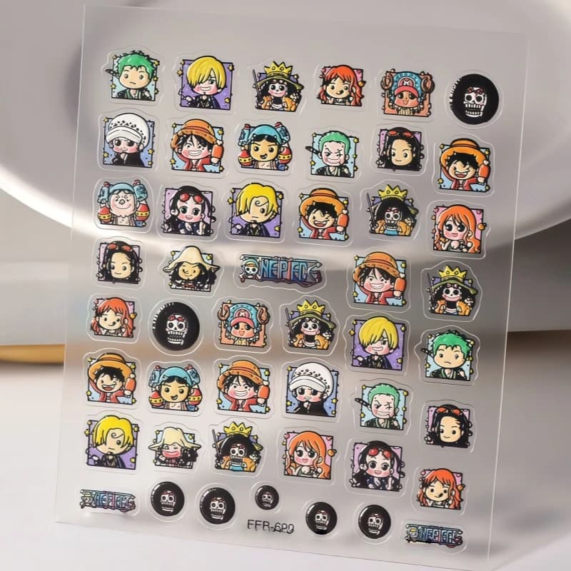 Cartoon One Piece nail stickers cute Luffy Zoro Chopper embossed nail stickers DIY notebook planner suitcase stickers doodle toy
