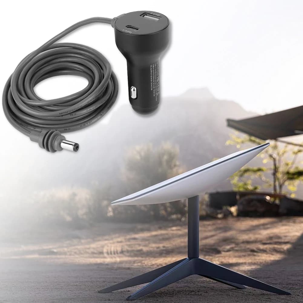For Mini 3in1 Cable Car Charger Cable USB C/USB A Ports DC Power Cable 12V-24V Cigarette Lighter Adapter