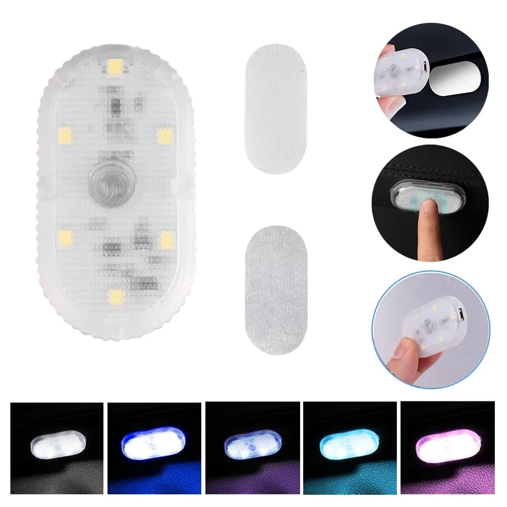 Illuminazione notturna a LED per interni auto sotto l'armadio Lampada da lettura con sensore tattile Luci da libro a LED Luce per portiera per auto ricaricabile tramite USB