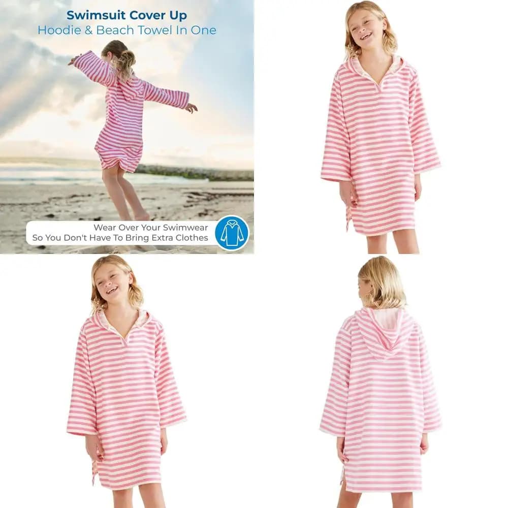 Ultra Soft Children's Cotton Poncho - Lightweight and Wearable Beach Towel, Copricostume, Children's Bathrobe from 10 to 12 Years