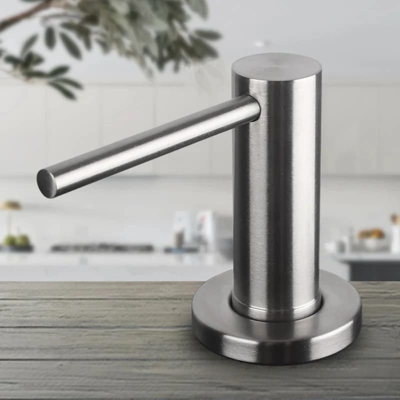 Dispenser di Sapone per Lavello da Cucina in Acciaio Inox 304 con Bottiglia da 17oz e Kit Tubo di Prolunga da 47 Pollici