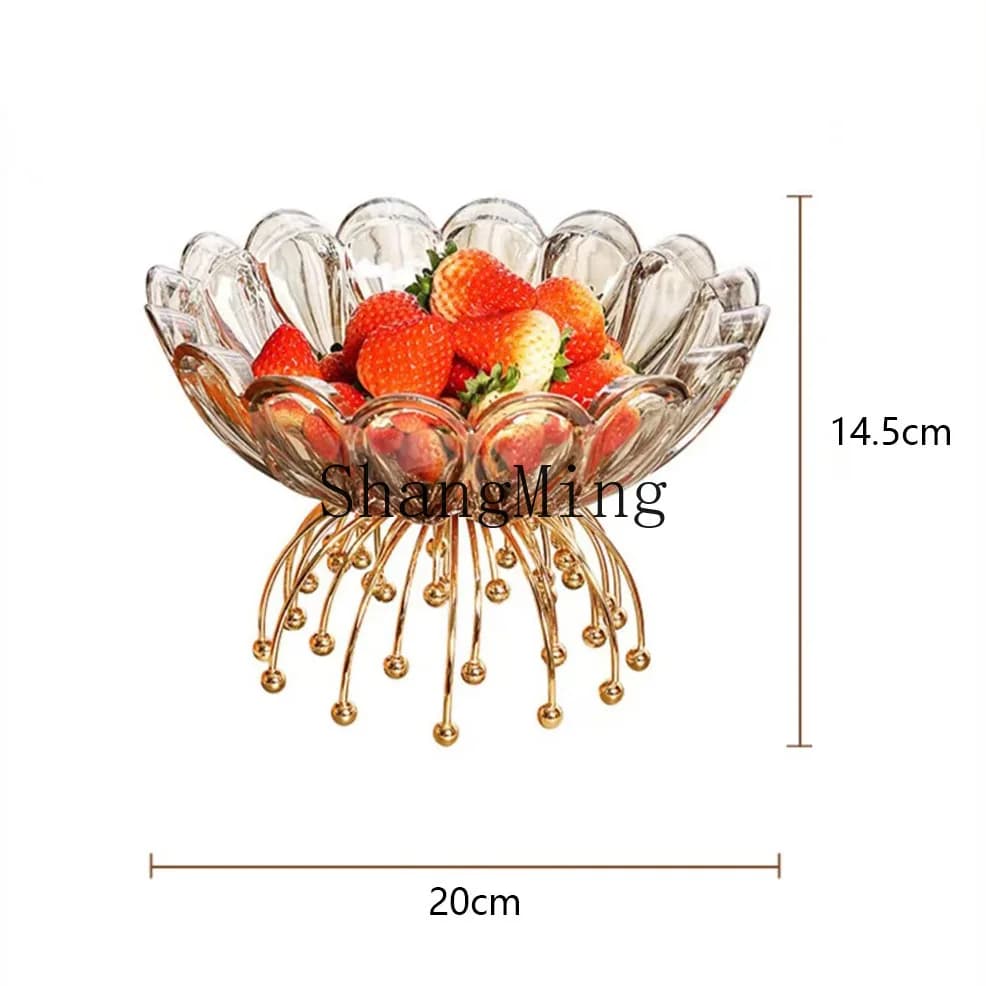 Piatto da frutta DSA di lusso leggero, creativo, per tavolino da salotto, per frutta fresca e secca, con piede alto in metallo e vetro, all'ingrosso