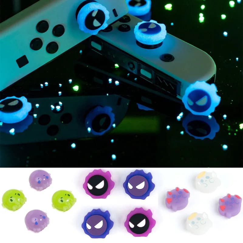 Luminoso Angelo Fantasma Silicone Morbido Thumb Stick Grip Cap Joystick Copertura Protettiva Per Interruttore Oled NS Lite Joycon Thumbstick Case