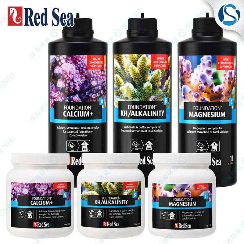 Red Sea Foundation ABC Supplement Calcium Strontium Magnesium KH Additive for coral reef aquarium