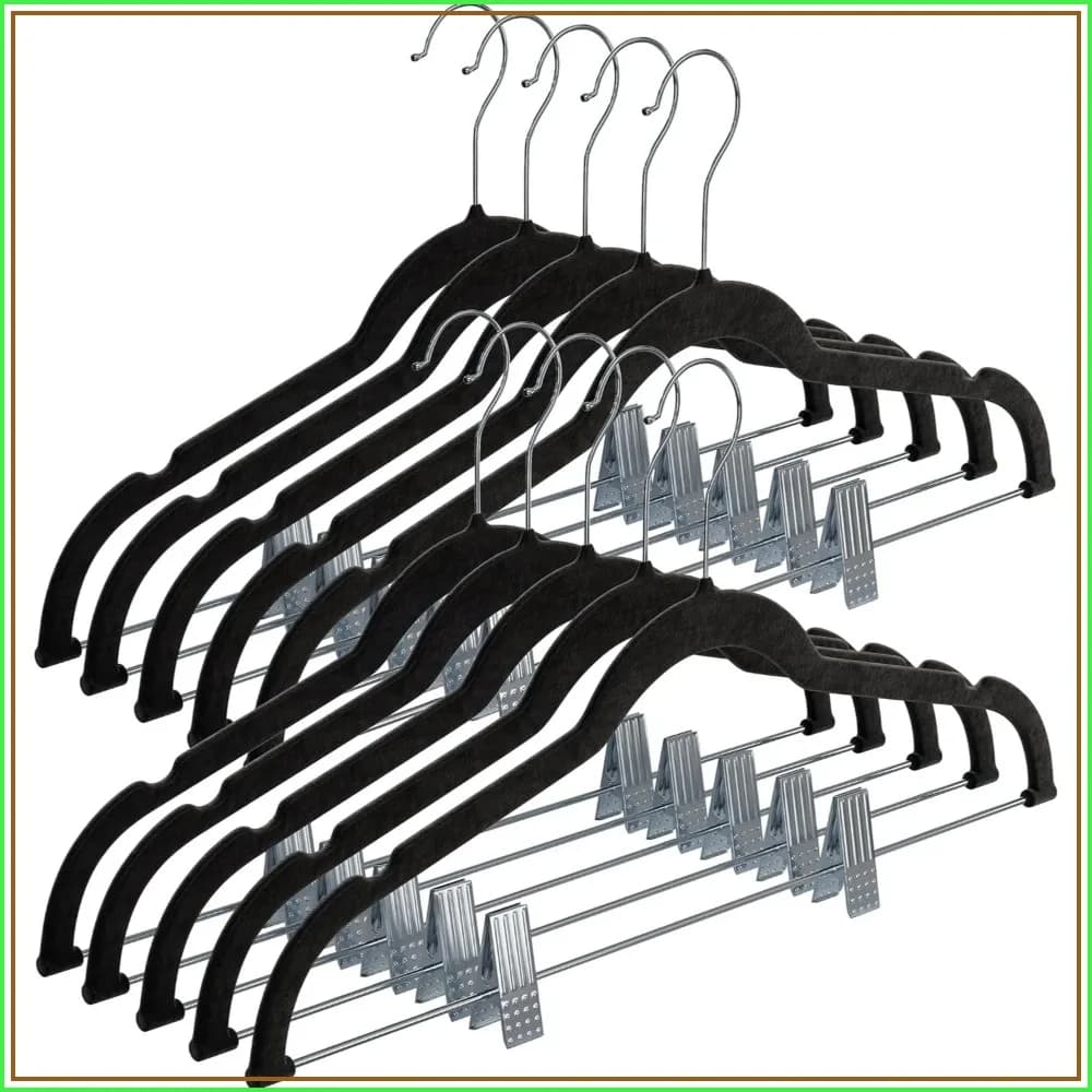 Velvet Non-Slip Pants Hangers 10 Pack - Space-Saving for Pants, Skirts, Coats, Dresses