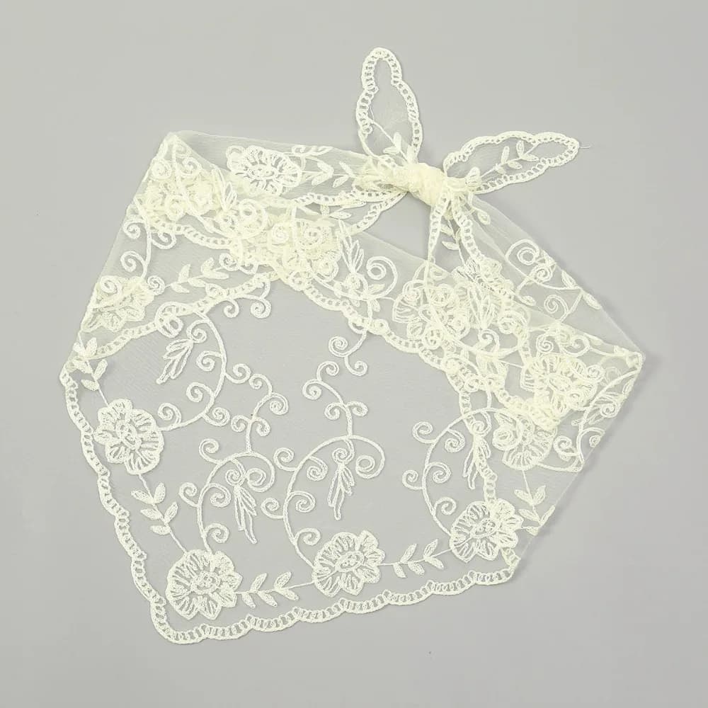 New Embroidered Lace Scarf Solid Color Foulard Bandana Slim Lace Handkerchief Vintage Women's