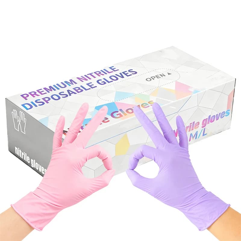 50/100PCS Rosa Chiaro Viola Chiaro Guanto Guanti Usa E Getta In Nitrile Uso Domestico Ricamo Quotidiano Tatuaggi Pet Bagno Strumenti di Pulizia