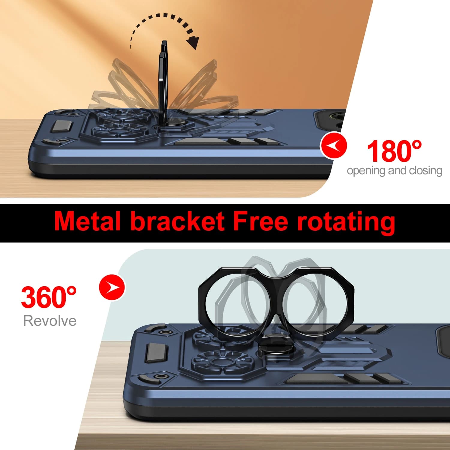 Rugged Shockproof Phone Case For Motorola Edge 60 50 Fusion Stylus Pro Neo G04 G15 G05 Metal Double Ring Kickstand Back Cover