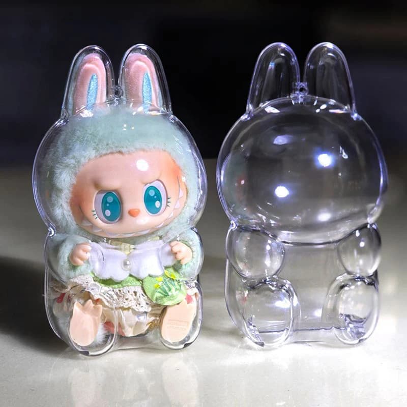 LABUBU Ha un sedile Custodia trasparente Labubu Custodia in plastica Ciondoli per zaino