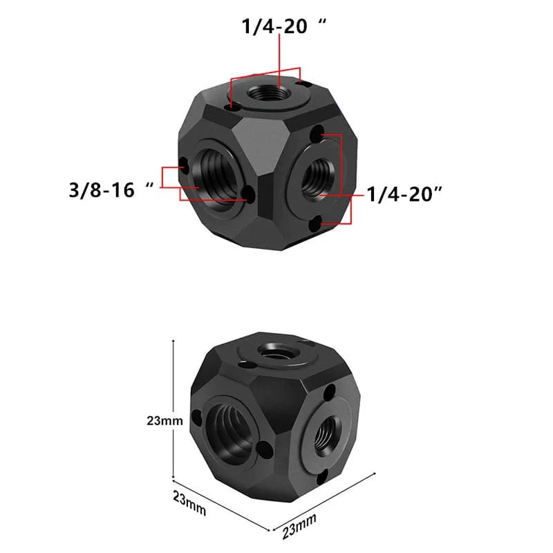 Magic Cubic Mount Screw Hole Adapter for Magic Arm Flash Vlog Video Filling Light Mount Head for Microphone Extension