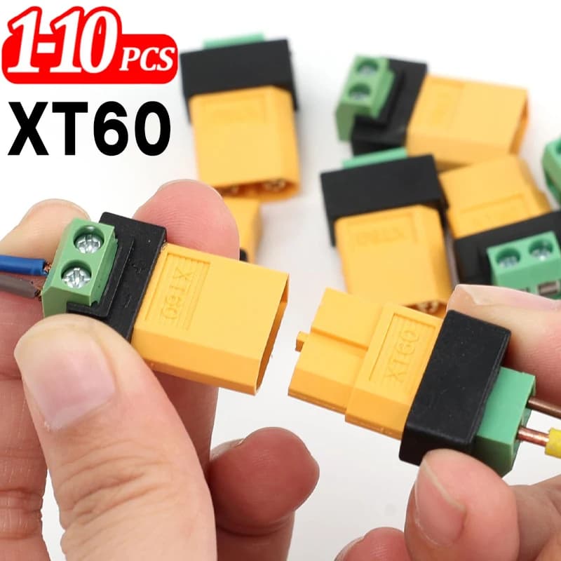 1-10 Pezzi Adattatore XT60 Maschio/Femmina a Terminale a Vite a 2 Pin, Connettore di Alimentazione Senza Saldatura per Caricabatterie Bilanciato Drone