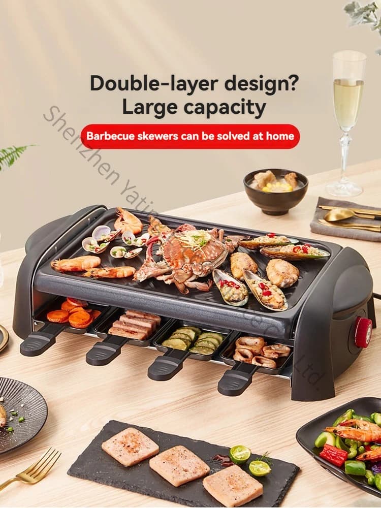 Electric Barbecue Pan, Barbecue Grill, Grill Fish Stove, Household Large Electric Griddle Frying Pan, Grill Pan, Integrated