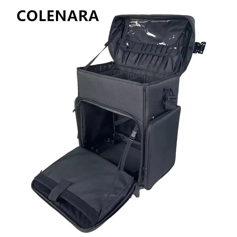COLENARA Cosmetic Case Women's Oxford Cloth Large Capacity Luggage Case Beauty Nail Tools Cosmetic Bag Pulley Zipper Suitcase